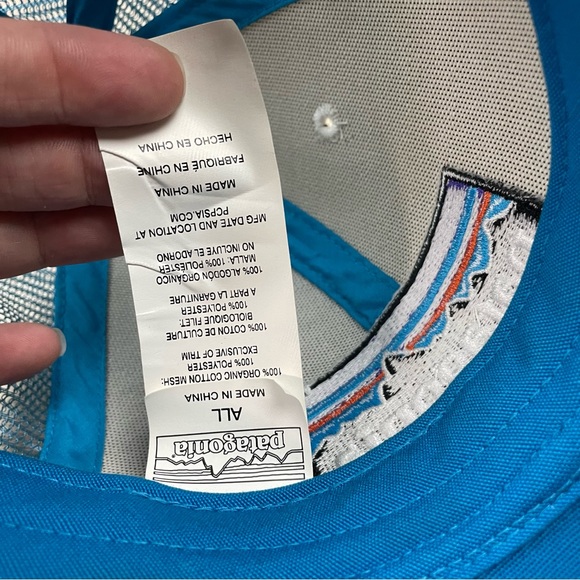Patagonia Snapback Hat NWT Teal Blue White Trucker Style - Picture 5 of 8